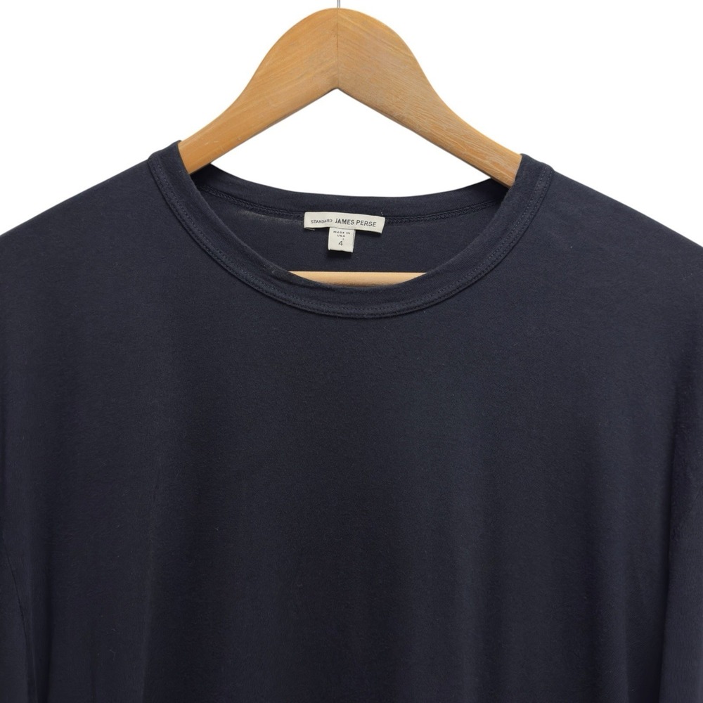 Standard James Perse Men's Size 4 (XL) Navy Blue Crewneck Cotton L/S T-Shirt euc